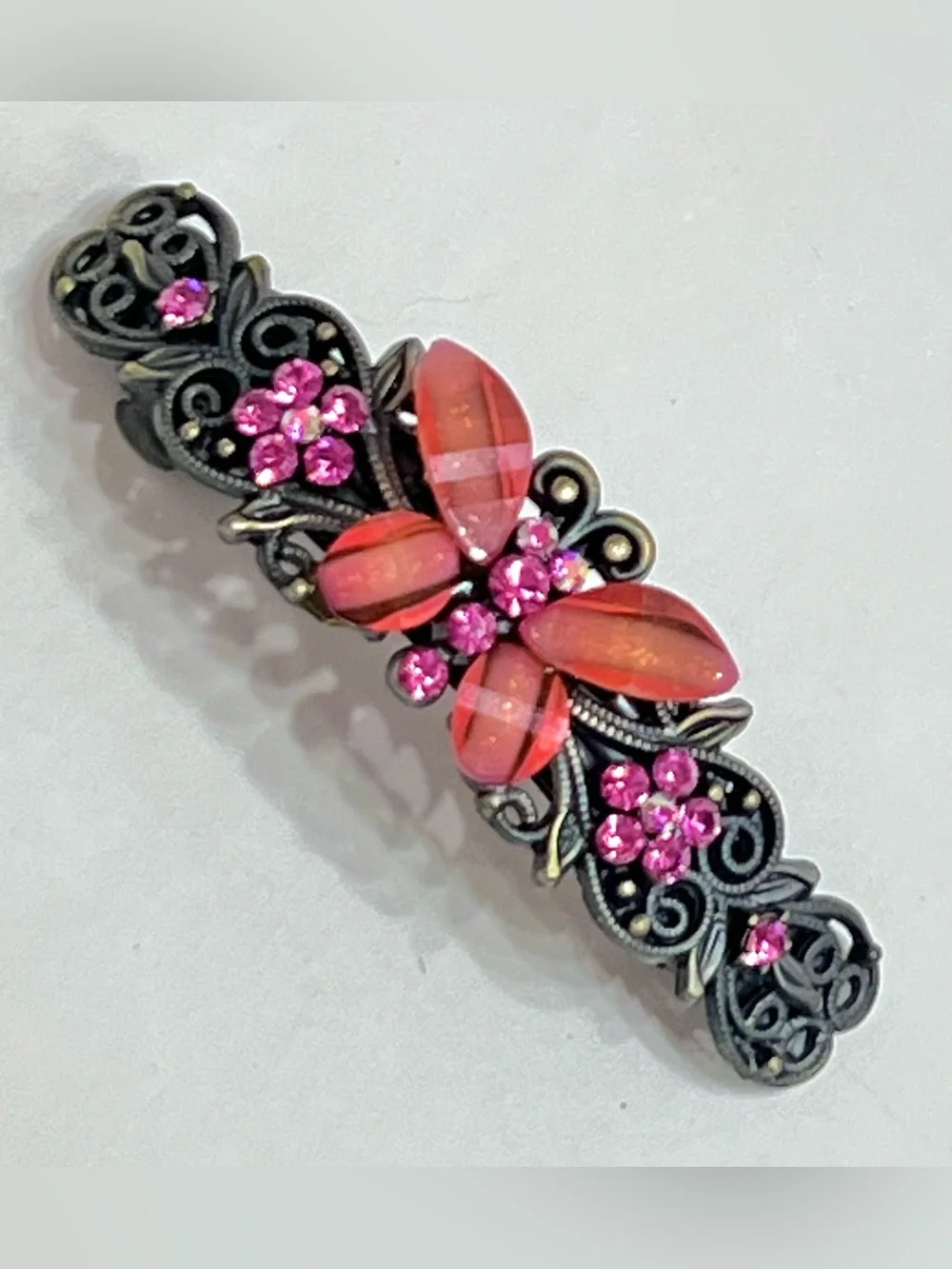 Pink Crystal Barrette